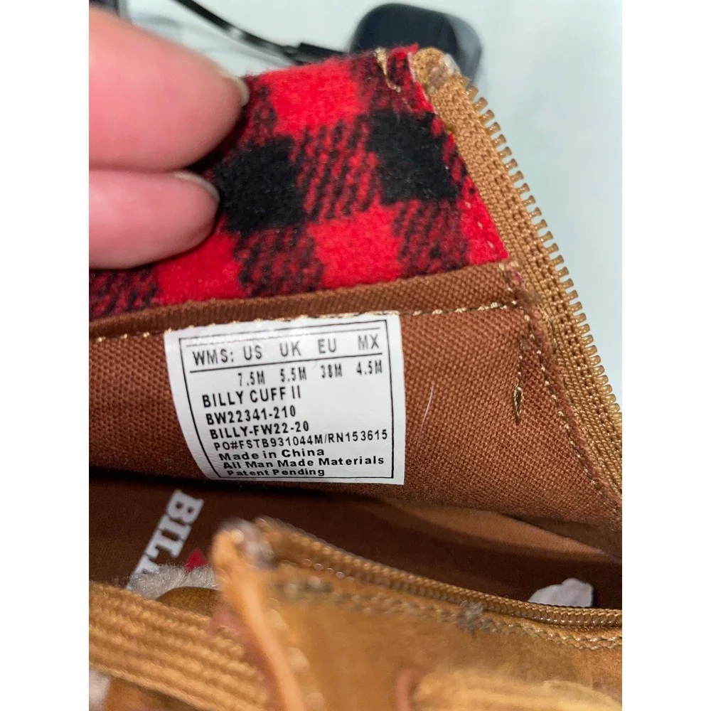 Billy Footwear Billy Cuff II Brown Buffalo Plaid Adaptive Sneakers Womens 7.5M